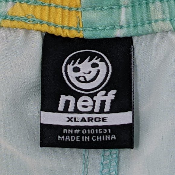Neff Green Swim Trunks with Yellow Duck Print - Picture 9 of 13